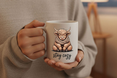 Stay Cozy Highland Cow Png, Cute Highland Cow Sublimation Product Image 8