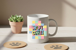 WiFi &amp; Chill Png, Cute Retro Pastel Aesthetic Quote Design Product Image 2