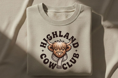 Highland Cow Club Png, Cute Western Highland Cow Logo Png Product Image 2