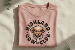 Highland Cow Club Png, Cute Western Highland Cow Logo Png Product Image 1