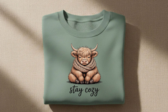 Stay Cozy Highland Cow Png, Cute Highland Cow Sublimation Product Image 4
