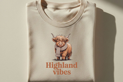 Highland Cow Png Bundle, 5 Highland Cow Sublimation Designs Product Image 3