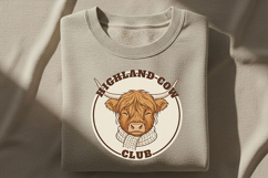 Highland Cow Club Png, Cute Highland Cow Logo Png, Western Product Image 4