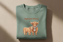 Highland Mama Png, Highland Cow Mom Png, Cute Cow and Calf Product Image 3
