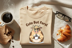 Cute But Feral Cow Png, Funny Coffee Cow Clipart, Moody Farm Product Image 9