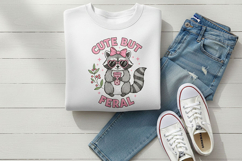 Cute But Feral PNG, Funny Raccoon PNG, Raccoon with Bow Png Product Image 1