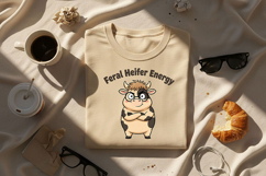 Feral Heifer Energy Png, Funny Cow Png, Sassy Cow Clipart Product Image 5
