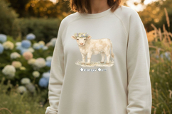 Cottage Cow Png, Floral Cow Illustration, Cottagecore Farm Product Image 4