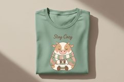 Stay Cozy Png, Cute Cow Png, Cozy Cow Design, Winter Cow Png Product Image 2