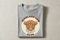 Highland Cow Club Png, Cute Highland Cow Logo Png, Western Product Image 2