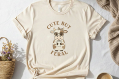Cute But Feral Cow Png, Funny Cow Sublimation Design Quote Product Image 1