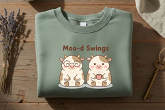 Moo-d Swings Png, Funny Cow Png, Cute Cow Png Coffee Cow Png Product Image 1