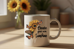 Create Your Own Sunshine Png, Sunflower Quote Png, Butterfly Product Image 5