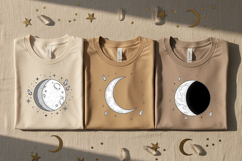 Celestial Moon Phases PNG Bundle, Boho Lunar Cycle Line Art Product Image 5