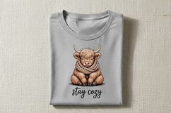 Stay Cozy Highland Cow Png, Cute Highland Cow Sublimation Product Image 3