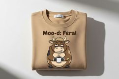Moo-d Feral Cow Png, Funny Coffee Cow Png, Cute Sassy Cow Product Image 5