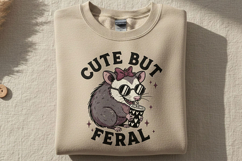 Cute But Feral Possum Png, Funny Opossum With Coffee Png Product Image 1