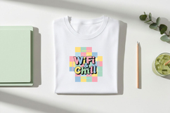 WiFi &amp; Chill Png, Cute Retro Pastel Aesthetic Quote Design Product Image 3