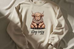 Stay Cozy Highland Cow Png, Cute Highland Cow Sublimation Product Image 9