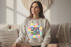 WiFi &amp; Chill Png, Cute Retro Pastel Aesthetic Quote Design Product Image 4