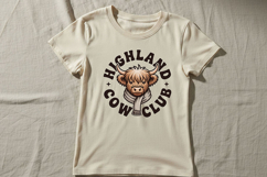 Highland Cow Club Png, Cute Western Highland Cow Logo Png Product Image 4