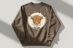 Highland Cow Club Png, Cute Highland Cow Logo Png, Western Product Image 5