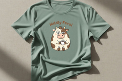 Mildly Feral Cow PNG, Funny Coffee Cow PNG, Cute Grumpy Cow Product Image 1