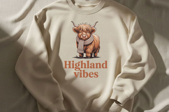 Highland Vibes Png, Cozy Western Highland Cow Png Design Product Image 7