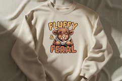 Fluffy and Feral Highland Cow Png, Funny Highland Cow Png Product Image 6