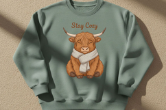 Stay Cozy Highland Cow Png, Cute Highland Cow Sublimation Product Image 6