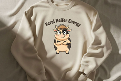 Feral Heifer Energy Png, Funny Cow Png, Sassy Cow Clipart Product Image 7