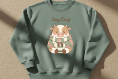 Stay Cozy Png, Cute Cow Png, Cozy Cow Design, Winter Cow Png Product Image 5
