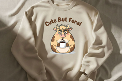 Cute But Feral Cow Png, Funny Coffee Cow Clipart, Moody Farm Product Image 6