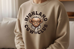 Highland Cow Club Png, Cute Western Highland Cow Logo Png Product Image 6