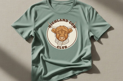 Highland Cow Club Png, Cute Highland Cow Logo Png, Western Product Image 6
