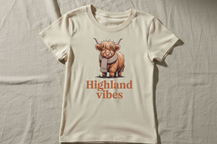 Highland Vibes Png, Cozy Western Highland Cow Png Design Product Image 1