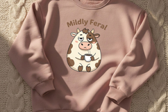 Mildly Feral Cow PNG, Funny Coffee Cow PNG, Cute Grumpy Cow Product Image 3