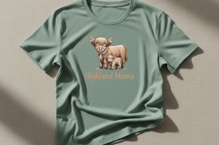 Highland Mama Png, Highland Cow Mom Png, Cute Cow and Calf Product Image 2