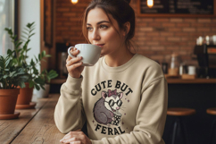 Cute But Feral Possum Png, Funny Opossum With Coffee Png Product Image 3