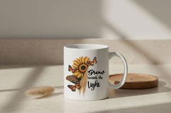 Grow Toward the Light Png, Sunflower Butterfly Png Quote Product Image 7