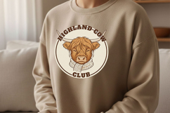 Highland Cow Club Png, Cute Highland Cow Logo Png, Western Product Image 7