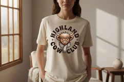 Highland Cow Club Png, Cute Western Highland Cow Logo Png Product Image 7