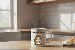 Moo-d Feral Cow Png, Funny Coffee Cow Png, Cute Sassy Cow Product Image 8