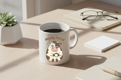 Mildly Feral Cow PNG, Funny Coffee Cow PNG, Cute Grumpy Cow Product Image 4