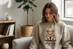 Stay Cozy Highland Cow Png, Cute Highland Cow Sublimation Product Image 5