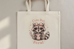 Cute But Feral PNG, Funny Raccoon PNG, Raccoon with Bow Png Product Image 7