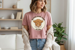 Highland Cow Club Png, Cute Highland Cow Logo Png, Western Product Image 1