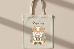 Stay Cozy Png, Cute Cow Png, Cozy Cow Design, Winter Cow Png Product Image 7