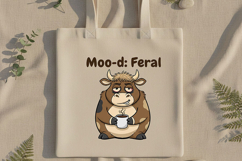 Moo-d Feral Cow Png, Funny Coffee Cow Png, Cute Sassy Cow Product Image 9