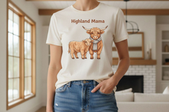 Highland Mama Png, Highland Cow Mom Png, Cute Cow and Calf Product Image 1